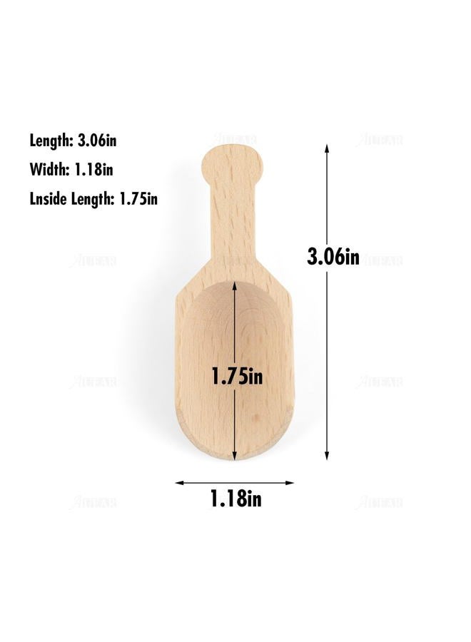 AUEAR , Mini Wooden Scoops Unpainted Wooden Kitchen Spoon for Candy Spices Parties Bath Salts Candy Essential (20 Pack, Half Handle) - Image 2