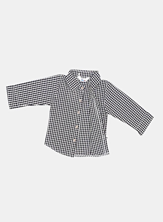 babyqlo Gingham Shirt With Grey Blazer Pants Set - Image 4