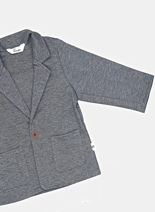 babyqlo Gingham Shirt With Grey Blazer Pants Set - Image 5
