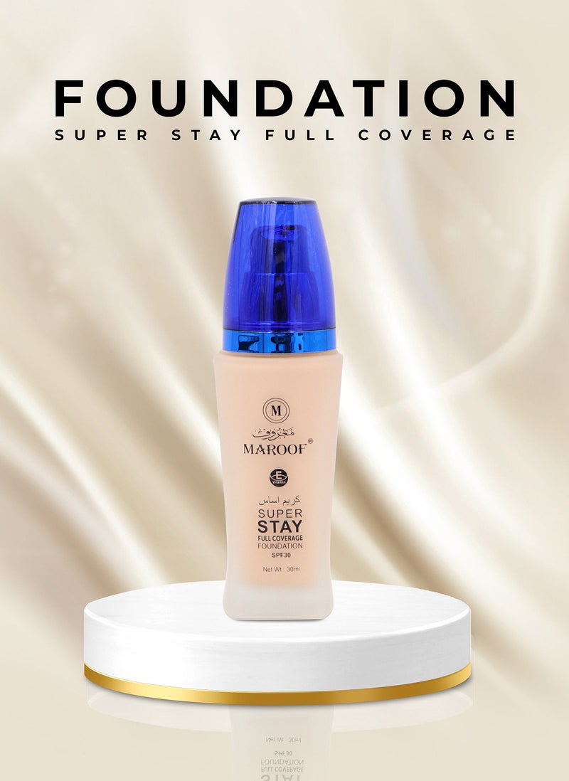 MAROOF 24 Hours Full Coverage Liquid Foundation SPF30 30ml - Image 5