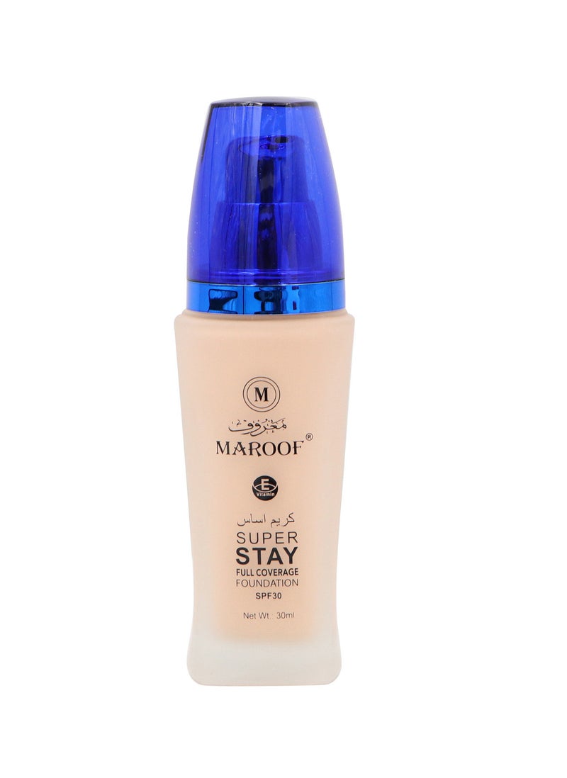 MAROOF 24 Hours Full Coverage Liquid Foundation SPF30 30ml - Image 1