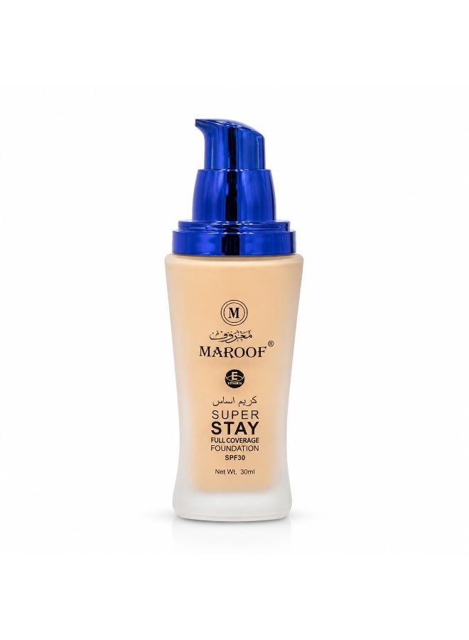 Maroof Foundation 02 IVORY SPF 30 with Vitamin E – 24H Long Lasting Waterproof Full Coverage Foundation for All Skin Types - Image 1