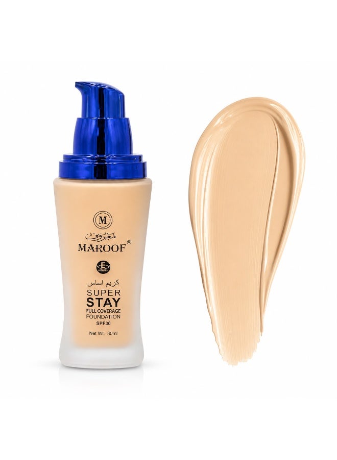 Maroof Foundation 02 IVORY SPF 30 with Vitamin E – 24H Long Lasting Waterproof Full Coverage Foundation for All Skin Types - Image 2