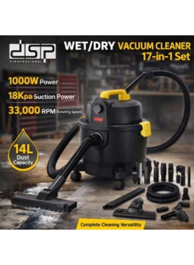 DSP 1000W Wet & Dry Vacuum Cleaner - 17 in 1 - 18 DSP 2084 kPa Suction Power - 14 Liter Capacity - - Image 3