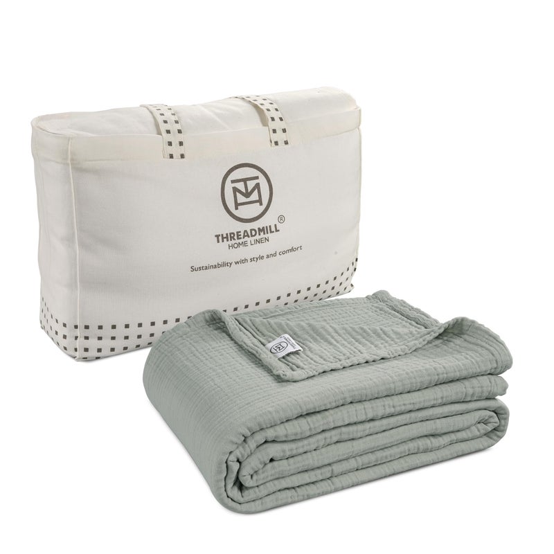 Threadmill Summer Muslin King Blanket Lightweight Blanket for Bed or Couch 4 Layer 100 Cotton Gauze Pre Washed Soft Breathable and Cozy for All Seasons Fits Cal King Size Bed Scottish Grey - Image 2