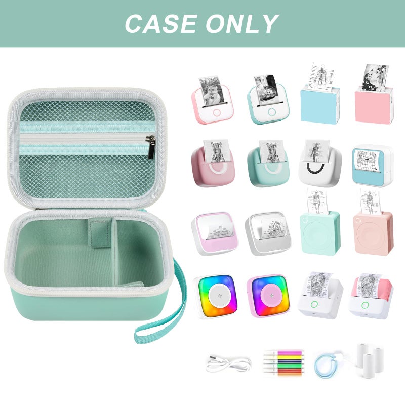 ANKHOH Label Maker Case for Memoking T02/ for Phomemo M02/ M02S/ M02 Pro/ Q30S/ for Nelko PM230/ for Anycash/for Ponek Mini Pocket Printer, Portable Sticker Paper Storage Holder - Box Only (Green) - Image 2