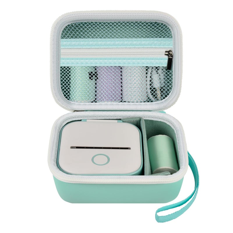 ANKHOH Label Maker Case for Memoking T02/ for Phomemo M02/ M02S/ M02 Pro/ Q30S/ for Nelko PM230/ for Anycash/for Ponek Mini Pocket Printer, Portable Sticker Paper Storage Holder - Box Only (Green) - Image 1