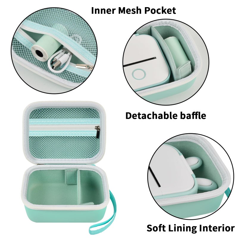 ANKHOH Label Maker Case for Memoking T02/ for Phomemo M02/ M02S/ M02 Pro/ Q30S/ for Nelko PM230/ for Anycash/for Ponek Mini Pocket Printer, Portable Sticker Paper Storage Holder - Box Only (Green) - Image 3