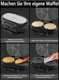 Generic Waffle iron for cake, 1200 W waffles waffle iron, two, double non-stick coating, waffle maker, waffle iron for classic heart waffles, black  - Image 3