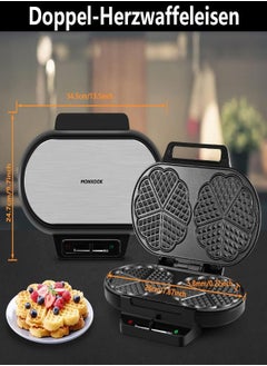 Generic Waffle iron for cake, 1200 W waffles waffle iron, two, double non-stick coating, waffle maker, waffle iron for classic heart waffles, black  - Image 4