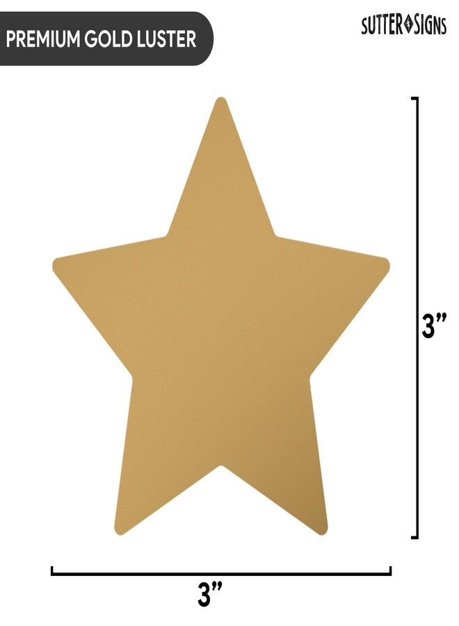 Sutter Signs Gold Star Paper Cutouts 108pcs - 3x3 Gold Stars Decorations with Glue Dots for Classroom Bulletin Board & Crafts - Image 2