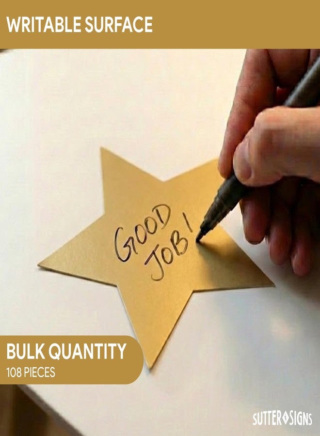 Sutter Signs Gold Star Paper Cutouts 108pcs - 3x3 Gold Stars Decorations with Glue Dots for Classroom Bulletin Board & Crafts - Image 5