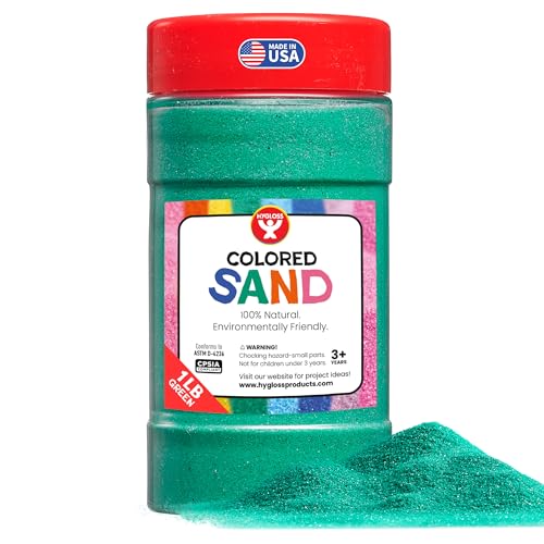 Hygloss Colored Sand for Crafts – 1 lb Bottle, Green – Vibrant Colorful Fine Sensory Play Sand Art Kits for Kids – Classroom Activities for Children 3 4 5 6 7 8 9 10 11 12 – Safe for Ages 3+ - Image 1
