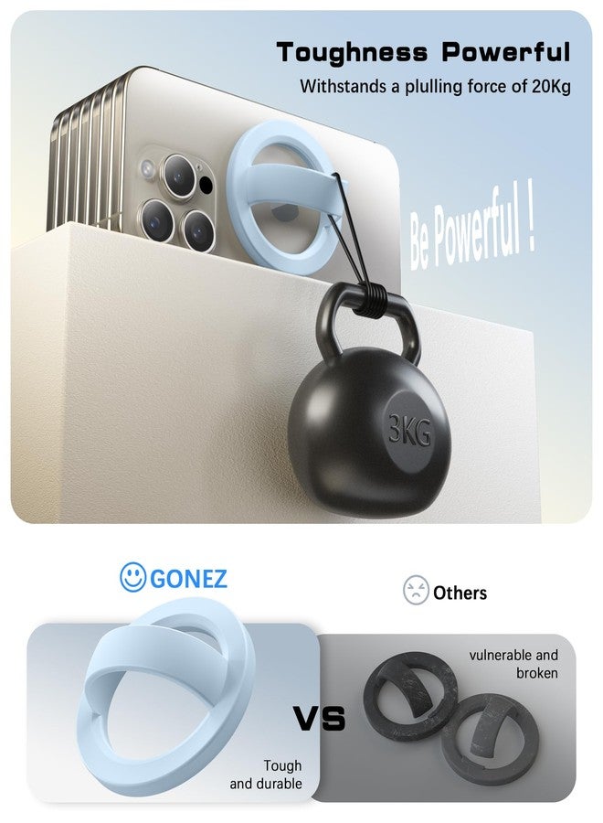 GONEZ قبضة هاتف مغناطيسية GONEZ متوافقة مع MagSafe، حامل حلقة سيليكون مريح، حلقة إصبع مرنة لظهر الهاتف لهواتف iPhone 16/15/14/13/12، زرقاء - Image 5