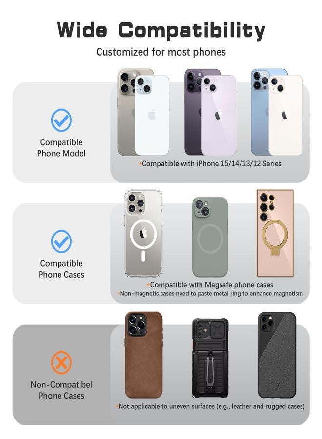 GONEZ قبضة هاتف مغناطيسية GONEZ متوافقة مع MagSafe، حامل حلقة سيليكون مريح، حلقة إصبع مرنة لظهر الهاتف لهواتف iPhone 16/15/14/13/12، زرقاء - Image 4