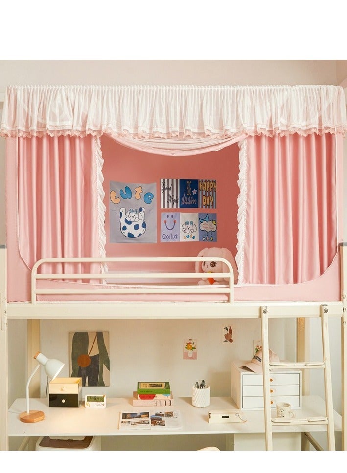 Bluejw Bed Canopy Tents Curtain Blackout Single Bed Tent Student Shading Cloth Canopy Dormitory Mosquito Net Sleep Privacy Protection with Frame for Children Bedroom Pink - Image 1