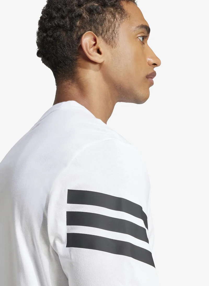 Adidas WHITE Future Icon 3 Stripe T-Shirt for Men | Best Price UAE