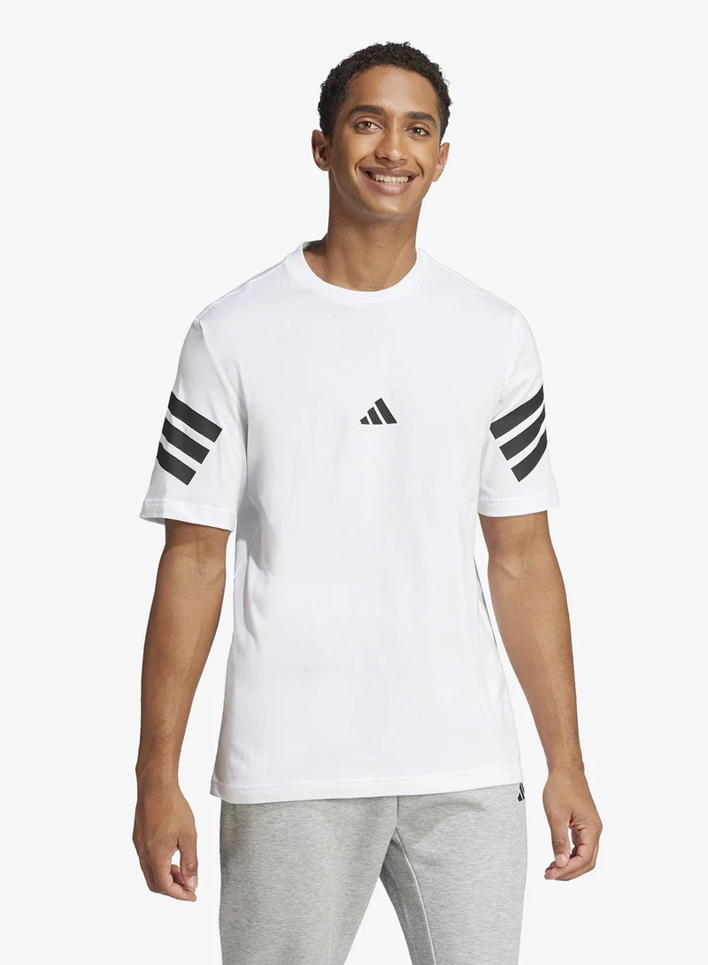 Adidas WHITE Future Icon 3 Stripe T-Shirt for Men | Best Price UAE