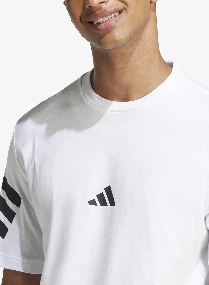 Adidas WHITE Future Icon 3 Stripe T-Shirt for Men | Best Price UAE