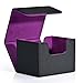 ZLCA Card Deck Box for Trading Cards MTG Commander Deck Box Holds 120 Single Sleeved Leather Magnetic Card Storage Case Fits for TCG CCG Magic Black Purple - Image 3