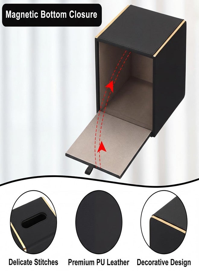 Sumnacon Square Tissue Box Cover, Stylish Cube Tissue Box Holder with Magnetic Bottom, Decorative PU Tissue Box Organizer for Vanity Toilet Tank Dresser Nightstand Table Countertop Office Car, Black - Image 5
