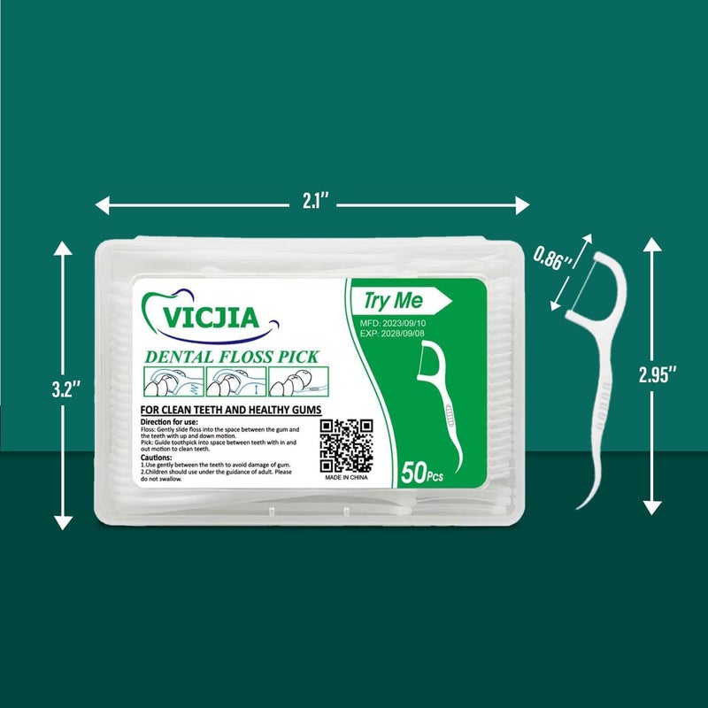 VICJIA خيوط تنظيف الأسنان بنكهة غير محلاة، 200 قطعة، أعواد تنظيف الأسنان للأسنان والسيارة والمنزل، خيوط تنظيف صغيرة - Image 3
