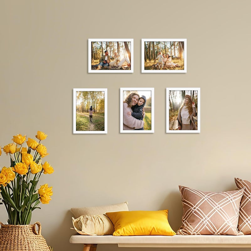 جيفت جاردن GiftGarden 5x7 إطار الصورة الأبيض 5 × 7 إطار صور رفيع لعرض الجدار المنضدة - Image 4