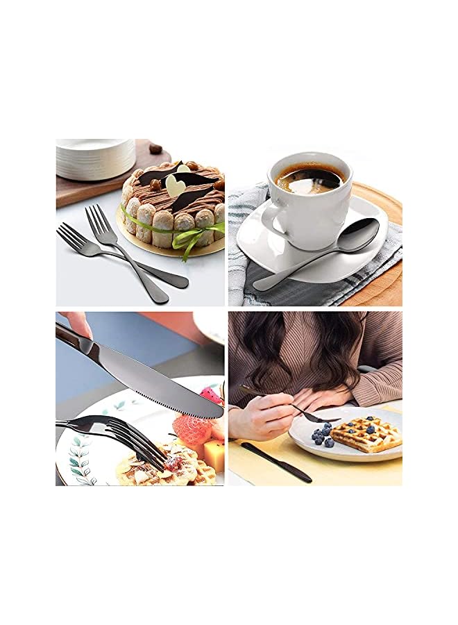 S-TOP Black Silverware Set,20 Piece Stainless Steel Flatware Cutlery Set for 4, Mirror Finish, Dishwasher Safe - Image 5