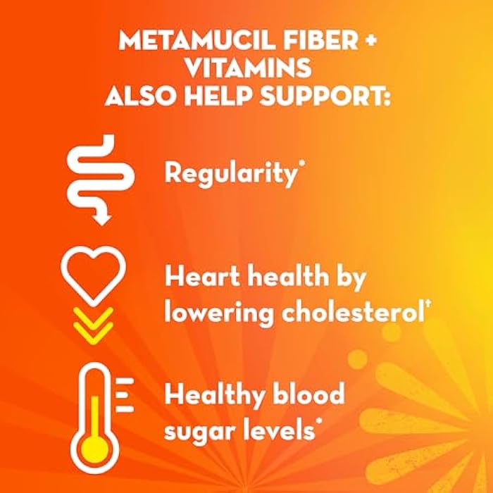 Metamucil Fizzy Fiber Supplement + Metabolism, Plant Based Psyllium Fiber Powder with B12 for Metabolism of Fats and Proteins, Daily Supplement for Regularity, Citrus Flavored Sugar-Free, 130 Serving - Image 5