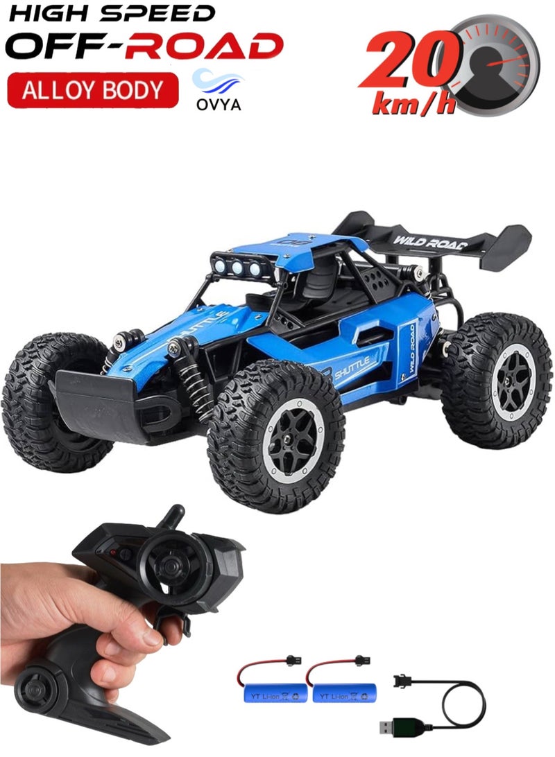 أوڤيا RC -2.4 جيجا هرتز سيارة تحكم عن بعد 1:16 سبيكة عالية السرعة 20 كم/ساعة كبيرة القدم على الطرق الوعرة سباق عربات التي تجرها الدواب مع 2 بطارية للأطفال / الأولاد / الفتيات هدية عيد ميلاد (أزرق) - Image 1
