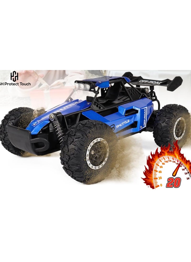 OVYA - RC -2.4GHz  Remote Control Car 1:16 Alloy High-Speed 20KM/H Big Foot Off Road Racing Buggy With 2Battry for Kids/Boys/Girls Birthday Gift (Blue) - Image 1