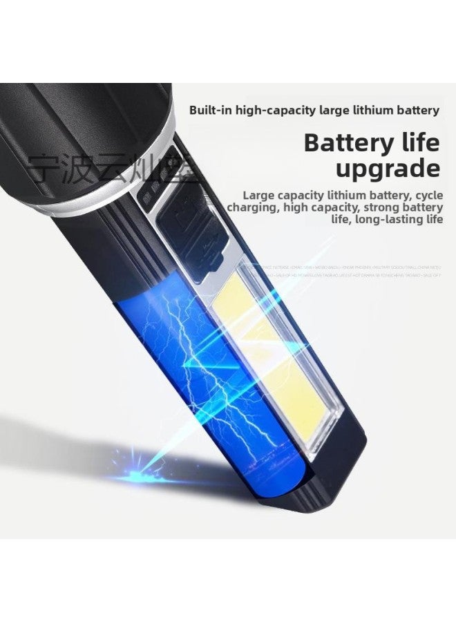 Loquat Outdoor Portable Cob Side Light Flashlight Led Mini Household Rechargeable Zoom Flashlight Wholesale-Color:Zoom Silver - Image 5