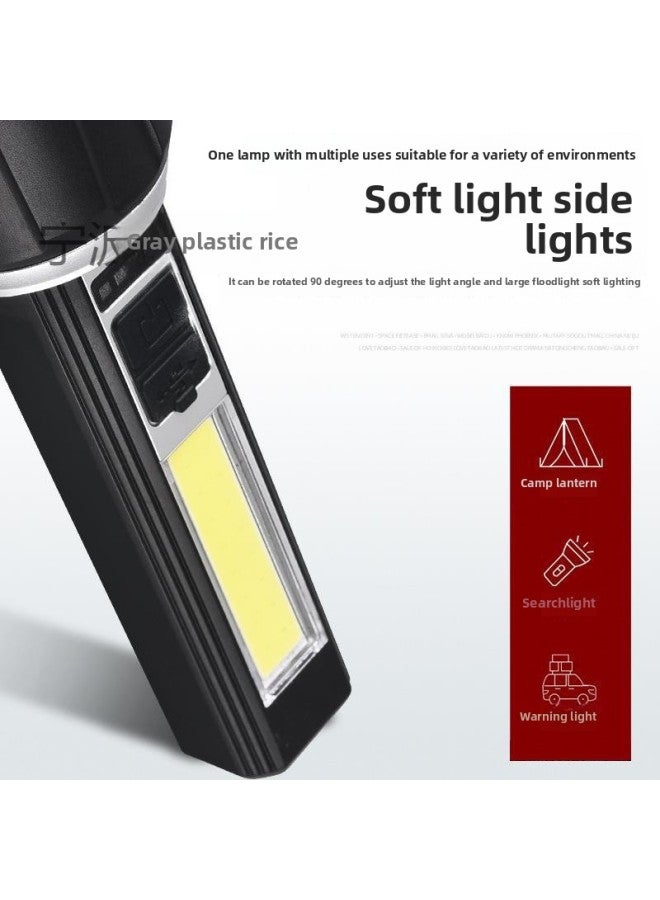 Loquat Outdoor Portable Cob Side Light Flashlight Led Mini Household Rechargeable Zoom Flashlight Wholesale-Color:Zoom Silver - Image 4