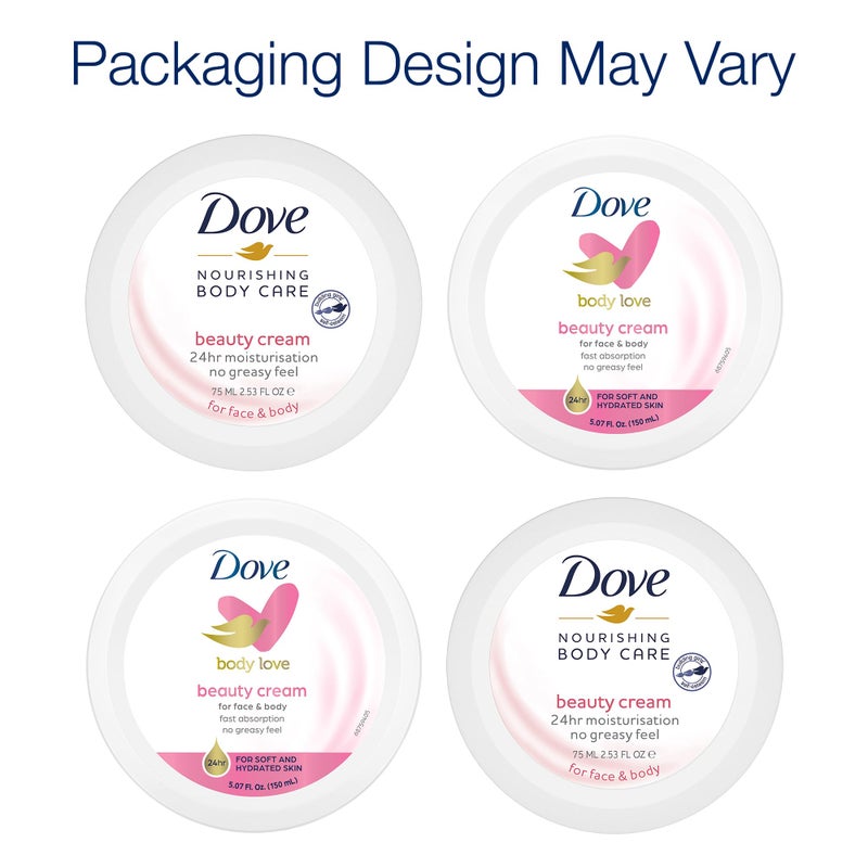 Dove Body Love Beauty Cream, Lightweight, Fast-Absorbing Face and Body Cream for Normal to Dry Skin, 24-Hour Moisture, Luxuriously Scented Face Cream, Hand & Body Lotion, 5.07 Fl Oz (Pack of 3) - Image 3