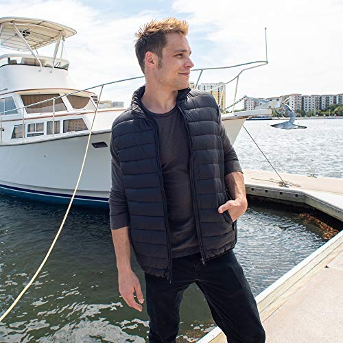 Alpine Swiss Clark Mens Puffer Vest Down Alternative Water Resistant Packable Outerwear Zip Up Pockets Warm Versatile Layer NVY Medium - Image 2