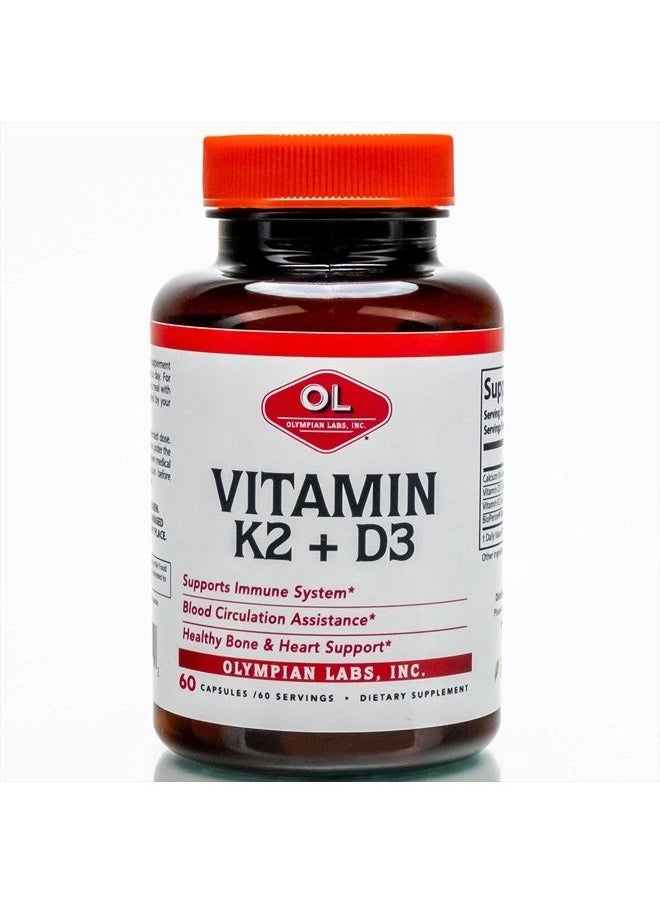 Olympian Labs Vitamin K2 + D3, 60 Servings, Supports Immune System, Bone and Heart Support, 60 Vegan Capsules  - Image 1