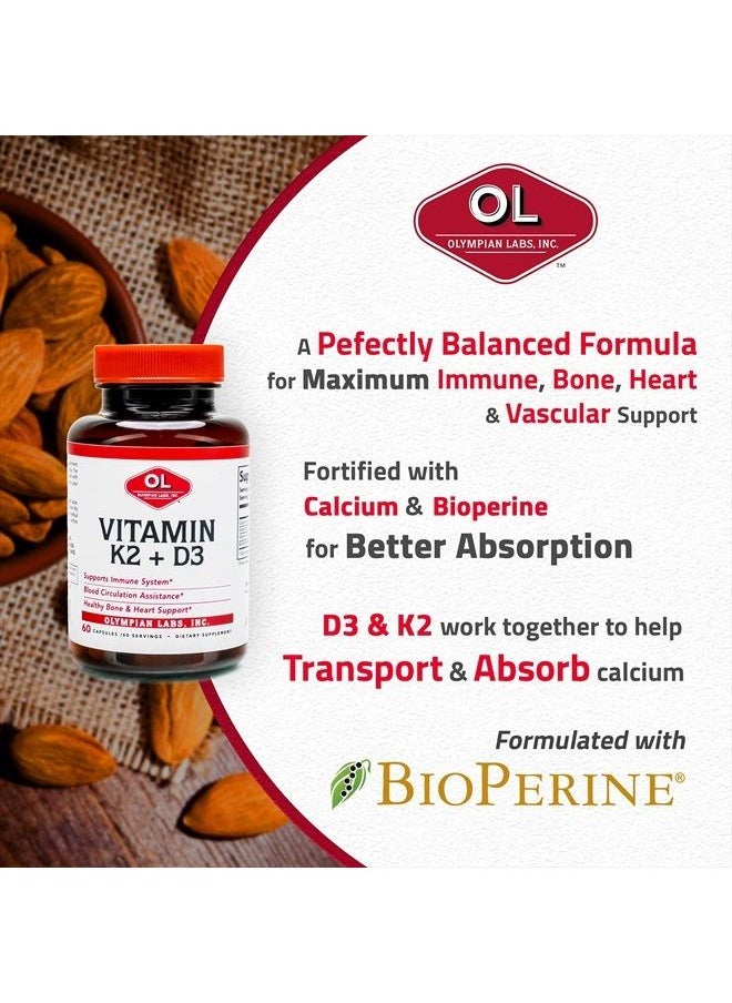 Olympian Labs Vitamin K2 + D3, 60 Servings, Supports Immune System, Bone and Heart Support, 60 Vegan Capsules  - Image 5