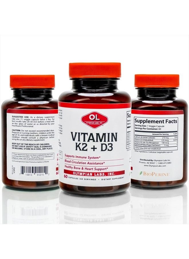 Olympian Labs Vitamin K2 + D3, 60 Servings, Supports Immune System, Bone and Heart Support, 60 Vegan Capsules  - Image 2
