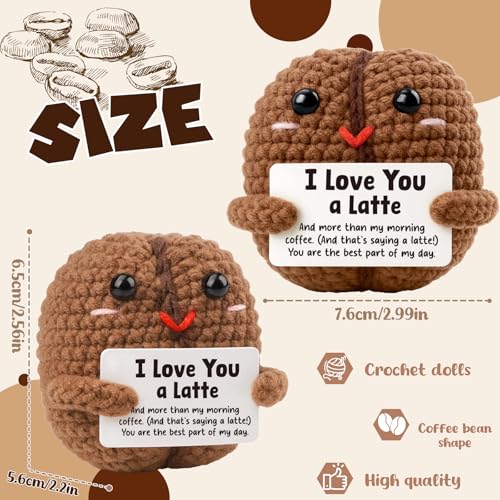 Heartfelt Gifting I Love You a Latte Gifts for Girlfriend Boyfriend Funny Coffee Lover Presents for Her Him Romantic Anniversary Valentines Day Keepsake Handmade Crochet Coffee Bean Decor - Image 5