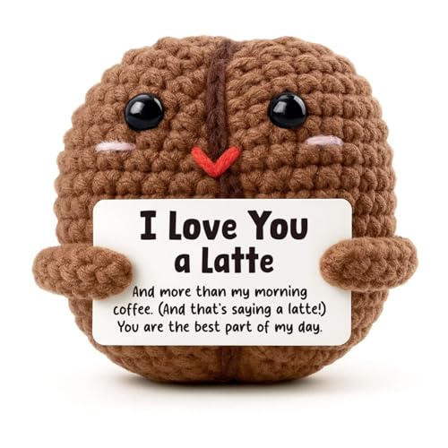Heartfelt Gifting I Love You a Latte Gifts for Girlfriend Boyfriend Funny Coffee Lover Presents for Her Him Romantic Anniversary Valentines Day Keepsake Handmade Crochet Coffee Bean Decor - Image 1