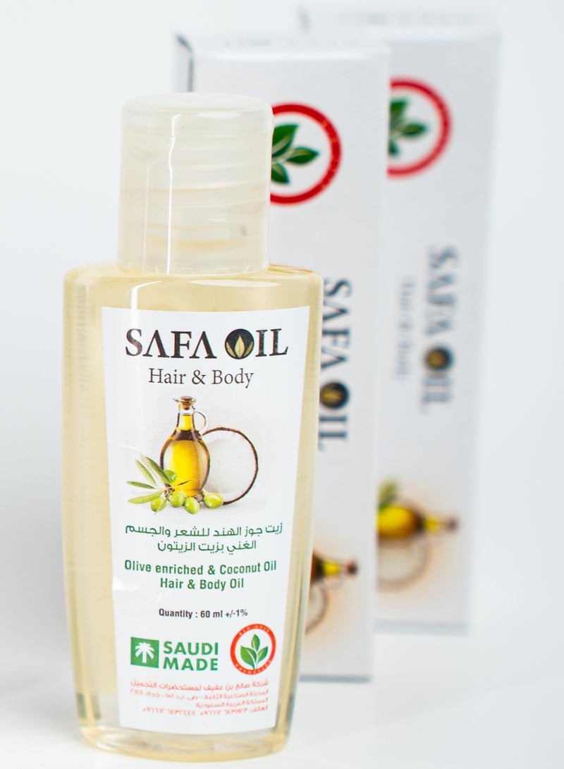 Safa Oil Olive enriched & Coconut Oil Hair & Body Oil (60ml) - Image 1