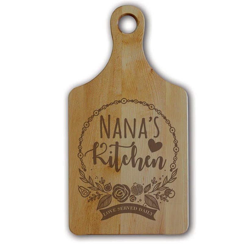 BELLA BUSTA Bella Busta Nanas Kitchen Grandmas KitchenChristmas Mothers Day gift for GrandmotherCutting Wood BoardEngraved Natural Wood Nanas Kitchen 135x7 