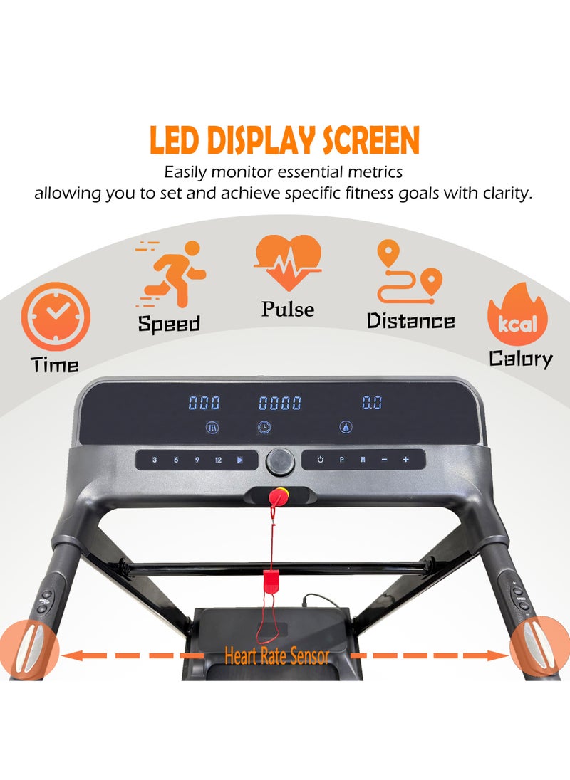 ماستون - جهاز المشي Maston MST-T150 المنزلي القابل للطي بمحرك، شاشة LED كبيرة مدمجة | 1-14 كم/ساعة | وزن المستخدم 120 كجم | ذروة 3 حصان | زر دوران المكوك | جهاز مشي رياضي قابل للطي هيدروليكيًا - Image 1