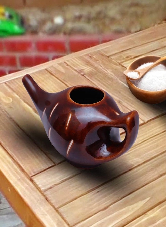 Soulvinee Ceramic Neti Pot, Nose Cleaner for Sinus, Dishwasher Safe, Premium Handcrafted Durable, 300 Ml. Capacity (Chocolate) - Image 3