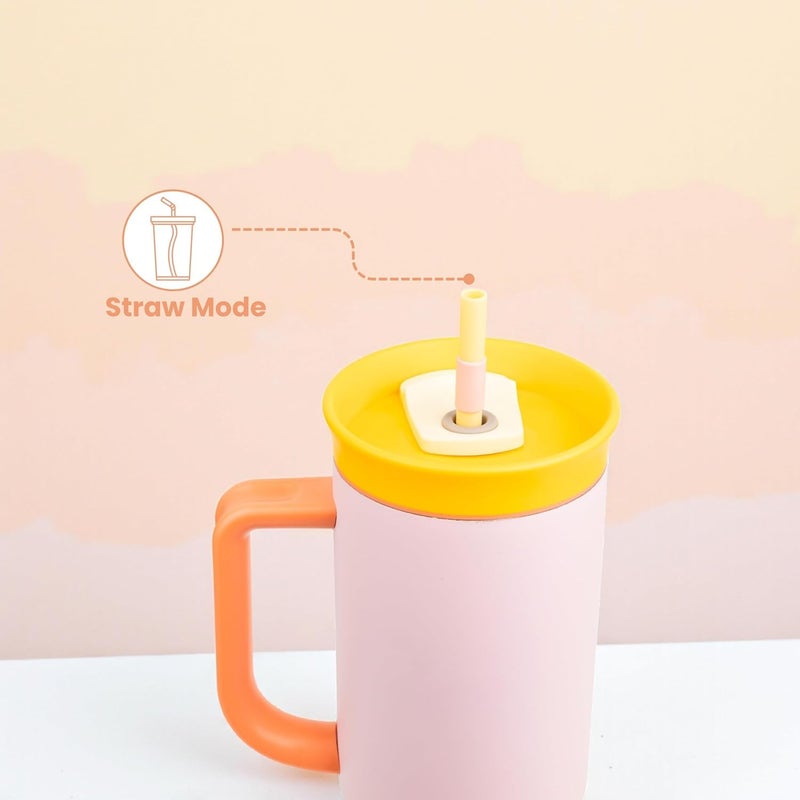 KELVEE 40oz Tumbler with Handle and Straw Lid, Reusable Vacuum Insulated Stainless Steel Water Bottle Leakproof Coffee Sipper Mug for Keeping Beverages Hot or Cold,Perfect for Travel (Blush) - Image 3