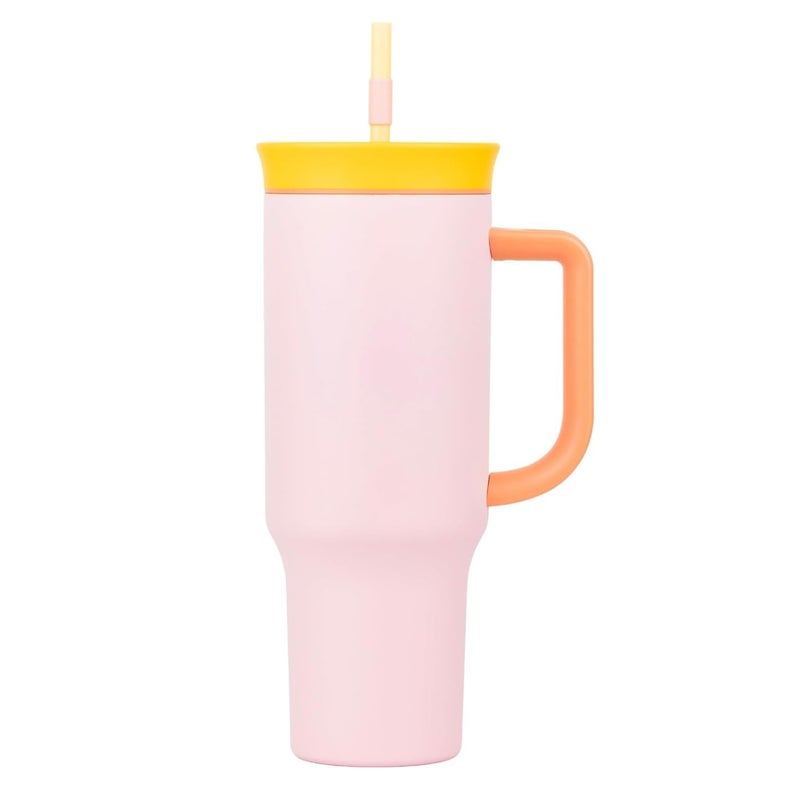 KELVEE 40oz Tumbler with Handle and Straw Lid, Reusable Vacuum Insulated Stainless Steel Water Bottle Leakproof Coffee Sipper Mug for Keeping Beverages Hot or Cold,Perfect for Travel (Blush) - Image 1