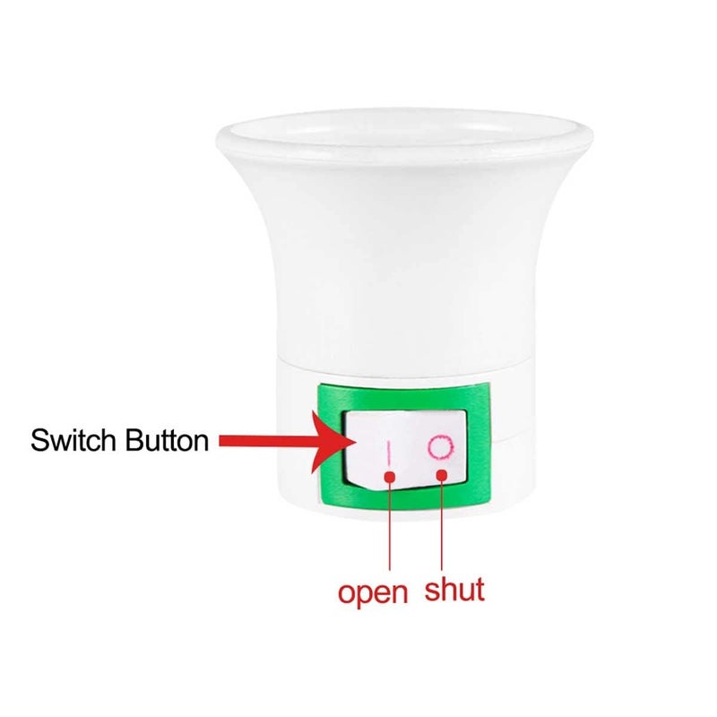 Light Socket To Plug Adapter E27 With Switch 2 Pin Converter Plug Bulb Holder Power Extension Socket Electrical Lamp Holder Socket Adapter Home Office Travel Use (2 Pcs) - Image 3