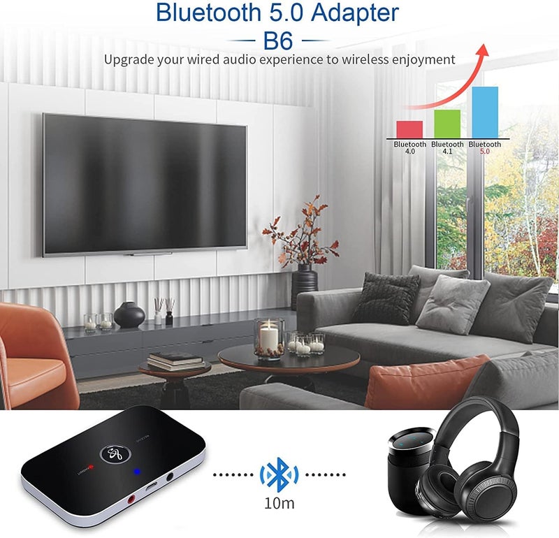 MICROWARE Bluetooth 5.0 Transmitter and Receiver, 2-in-1 Aux Wireless 3.5mm Adapter Wireless Audio Adapter for TV Audio Portable Wireless Receiver for Car/Home Stereo System - Image 2