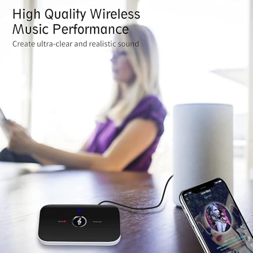 MICROWARE Bluetooth 5.0 Transmitter and Receiver, 2-in-1 Aux Wireless 3.5mm Adapter Wireless Audio Adapter for TV Audio Portable Wireless Receiver for Car/Home Stereo System - Image 4