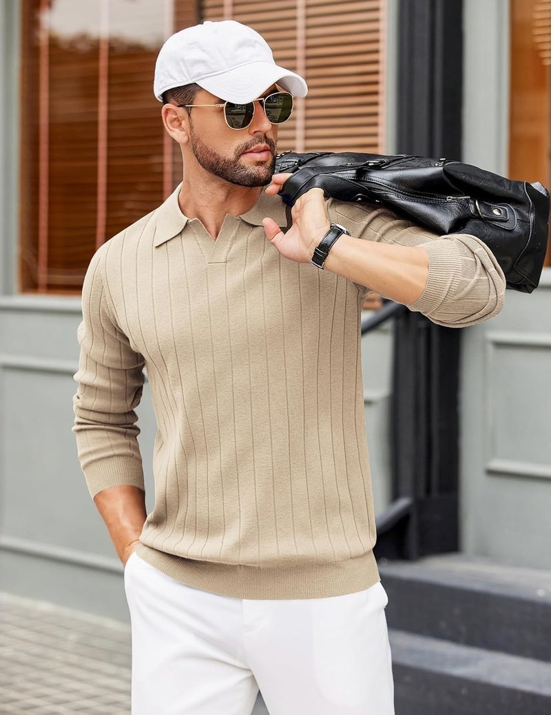 NORTHWIND Men's Cotton Full Sleeve Collar Polo Sweater for Man Rib Knitted Sweaters for Men Winter Pullover Sweater for Men (in, Alpha, XL, Coco) - Image 5